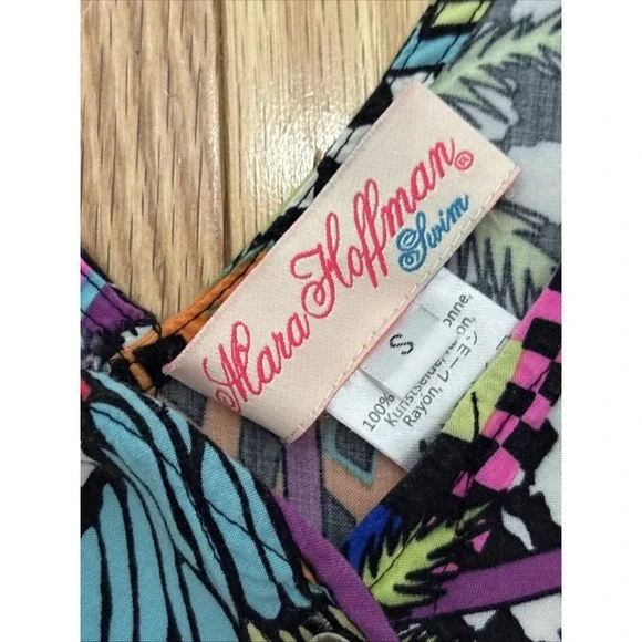 Mara Hoffman Sleeveless V- Neck Tropical Print Shorts Romper Women's Size Small - Picture 6 of 9